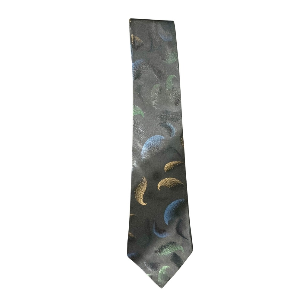 Missoni Cravatte Mens Silk Tie Abstract Geometric Blue Green Gold Charcoal Italy